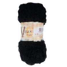 Пряжа Visantia "KUZU" 70% полиэстер, 30% нейлон №15 ЧЁРНЫЙ - 5 мотков по 100 гр