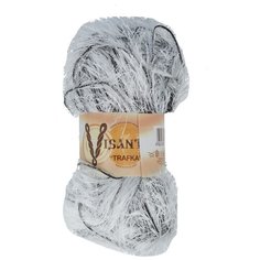 Пряжа Visantia "TRAFKA" меланжевая 100% полиэстер №5001 белый-черный - 5 мотков по 100 гр