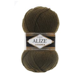 Пряжа Alize LanaGold (214 олив.зеленый) 5 шт.