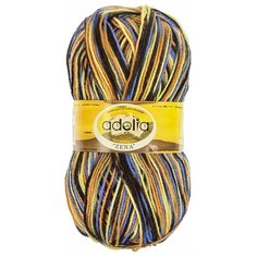 Пряжа Adelia Zena, 100% акрил, 5*100 г, 308 м+-10 м, №45, желтый, оранжевый, серый, голубой