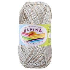 Пряжа Alpina Holly melange, 100% мерсеризованный хлопок, 10*50 г, 200 м+-10 м, №11, светлый серо-бежевый, серо-бежевый