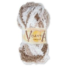 Пряжа Visantia Zikzak, 100% полиэстер, 5*100 г, 100 м+-3 м, №8550, белый-светло-серый-коричневый