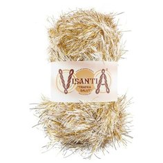 Пряжа Visantia Trafka Salut, 80% полиэстер, 20% люрекс, 5*200 г, 90 м+-4 м, №0054, белый с люрексом, под золото