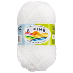 Пряжа Alpina Samantha, 75% вискоза, 25% полиэстер, 10*50 г, 160 м+-10 м, №01, белый