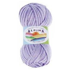 Пряжа Alpina Holly melange, 100% мерсеризованный хлопок, 10*50 г, 200 м+-10 м, №05, светло-фиолетовый, фиолетовый