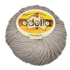 Пряжа Adelia Sandra, 50% шерсть, 50% акрил, 10*50 г, 90 м+-4 м, №07, светло-серый