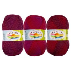 Пряжа Alpina Romantic, 100% шерсть, 5*100 г, 300 м+-15 м, №08, малиновый, светло-сиреневый