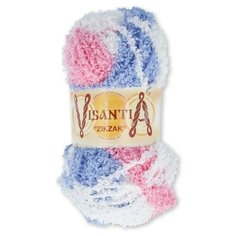 Пряжа Visantia Zikzak, 100% полиэстер, 5*100 г, 100 м+-3 м, №1055, голубой, светло-розовый, бледно-сиреневый