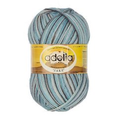 Пряжа Adelia Jake, 75% шерсть, 25% нейлон, 5*100 г, 400 м+-15 м, №25, бледно-голубой, голубой, светло-серый