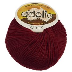 Пряжа Adelia Katty, 100% шерсть, 10*50 г, 150 м+-10 м, №08, бордовый