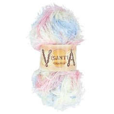 Пряжа Visantia Trafka, меланжевая, 100% полиэстер, 5*100 г, 150 м+-3 м, №1034, ярко-голубой, ярко-кремовый, ярко-розовый