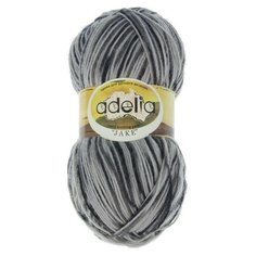 Пряжа Adelia Jake, 75% шерсть, 25% нейлон, 5*100 г, 400 м+-15 м, №19, серый, темно-серый