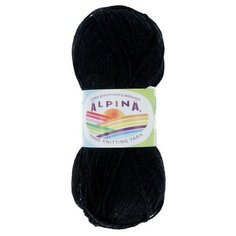 Пряжа Alpina Holly, 100% мерсеризованный хлопок, 10*50 г, 200 м+-10 м, №002, черный