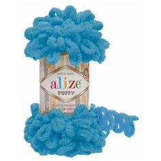 Пряжа Alize Puffy (16 голубой сочи) 5 шт.