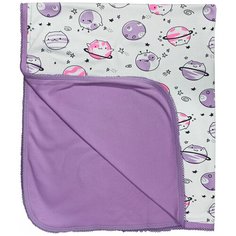 Плед двухслойный Папитто "Планетки", для девочки, с отделкой краше, 87x100 см