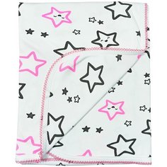 Плед двухслойный Папитто "Планетки. Звезды розовые", с отделкой краше, 87x100 см