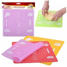 Коврик кулинарный силиконовый (с разметкой). Размер 29х26см. 3цв. r МультиДом