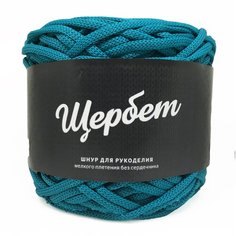 Пряжа - полиэфирный шнур "Щербет" (173 петроль) 4 шт. Золотая нить