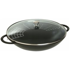 Вок Staub со стеклянной крышкой, 37 см, 5,7 л, черный 1313923
