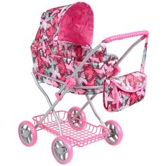 Коляска-люлька Melobo / Melogo C сумкой и корзиной (9325В) фиолетоый/бабочки