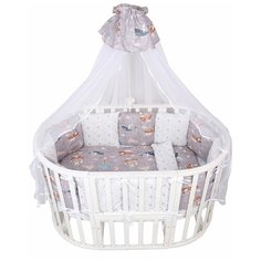 Комплект Premium в кроватку 18 предметов (6+12 подушек-бортиков) AmaroBaby Путешественники (бязь)