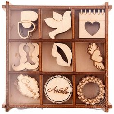 Набор украшений в коробке/10,5х10,5 /Свадебный №2 Орландо