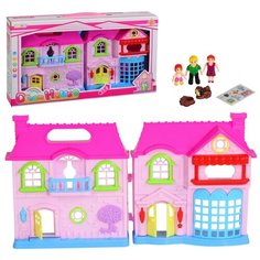 Кукольный домик детский, на батарейках, створки и двери открываются, свет и звук, цвет розовый, в/к 39*6,5*22 Компания Друзей