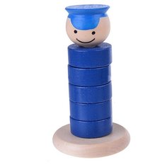 Пирамидка "Паренек", 6 деталей, цвет: синий Rn Toys