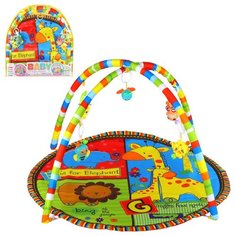 Детский развивающий коврик для малышей, круглый, в комплекте мягкие дуги и подвесные элементы, в/п 61*2*67 см Компания Друзей