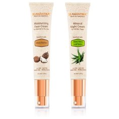 SEAMANTIKA Набор: Крем увлажняющий для лица с маслом ши Shea Butter (для нормальной и сухой кожи) 40 мл, Крем ночной минеральный для лица с соком листьев алоэ вера Aloe Vera Leaf Juice (для всех типов кожи) 40 мл, Израиль