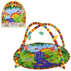 Детский коврик развивающий для малышей Smart Baby с подвесками-погремушками, коврик для ползания детский, коврик для детей, игровой коврик детский, коврик для малышей, коврик для ребенка, коврик для детей игровой, мягкий, размер 83 х 83 см, цвет зелен