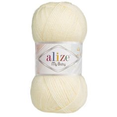 Пряжа ALIZE "My baby", 150 метров, 5 мотков по 50 грамм, цвет: 001 кремовый