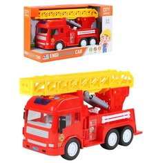 Машинка детская инерционная Пожарная, с выдвижной лестницей, со светом и звуком, цвет красный, 35,5*12,5*19,9см Компания Друзей