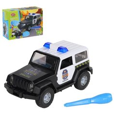 Машинка детская инерционная Конструктор "Транспортная серия", Внедорожник "Полиция", свет, звук, цвет черный, в/к 28*21*12 см Компания Друзей