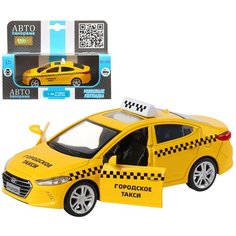 Машинка детская металлическая инерционная, коллекционная ТМ "Автопанорама", 1:40 HYUNDAI ELANTRA, ГОРОДСКОЕ ТАКСИ, открываются двери, в/к 17,5 х 12,5 х 6,5 см