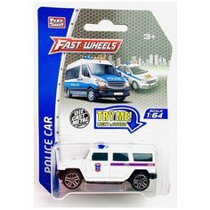 Модель металлической машины "МЧС" A6705 Fast Wheels, звук сирены, сигнализации, светятся мигалки, инерционная машинка Play Smart, 1:64, 8х3.5х3 см
