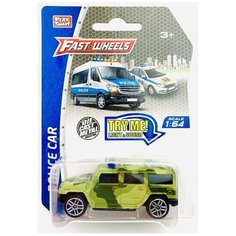Модель металлической машины "Военная" A6705 Fast Wheels, звук сирены, сигнализации, светятся мигалки, инерционная машинка Play Smart, 1:64, 8х3.5х3 см