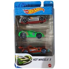 Hot Wheels Базовые машинки, 3 шт, серая, салатовая, оранжевая