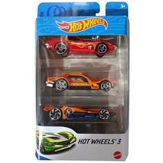 Hot Wheels Базовые машинки, 3 шт, красная, оранжевая, оранжево-синяя