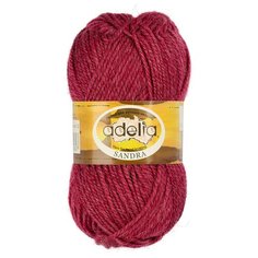 Пряжа Adelia Sandra, 50% шерсть, 50% акрил, 10*50 г, 90 м+-4 м, №12, бордовый