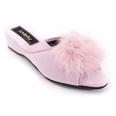 Тапочки на танкетке с пушком INBLU RR-1X розового цвета (Размер 41 / 25,5см)