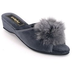 Тапочки на танкетке с пушком INBLU RR-1X серого цвета (Размер 41 / 25,5см)