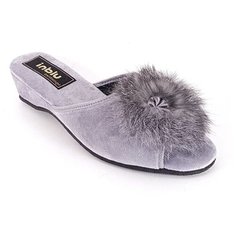 Тапочки на танкетке с пушком INBLU RR-D1 серого цвета (Размер 39 / 24,5см)