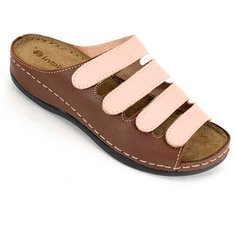 Сабо из натуральной кожи INBLU 06-1C розового и коричневого цвета (Размер 39 / 24,5см)