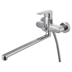 "Смарт-Инлайн" смеситель для ванны/душа,излив 350мм, переключатель с керамическими пластинами, с аксессуарами, хром Smar Tsant