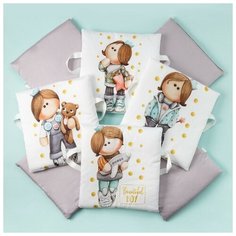 Крошка Я бортики-подушки Принц Тим (8 шт.) белый/серый