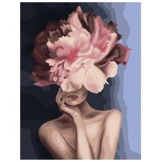 Картина по номерам Paintboy на подрамнике Дама с пионами 40х50 GX34806