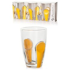 Набор стаканов 260 мл с желтым держателем 3 шт. СНЭП , Pasabahce