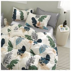 Комплект постельного белья Миланика "Сиеста", 2-спальный с простыней Евро, Сатин-твил 100% хлопок, наволочки 70х70-2 шт. 50х70-2шт. Milanika