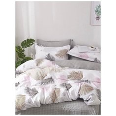 Комплект постельного белья Миланика "Фиджи", 2-спальный с простыней Евро, Сатин-твил 100% хлопок, наволочки 70х70-2 шт. 50х70-2шт. Milanika